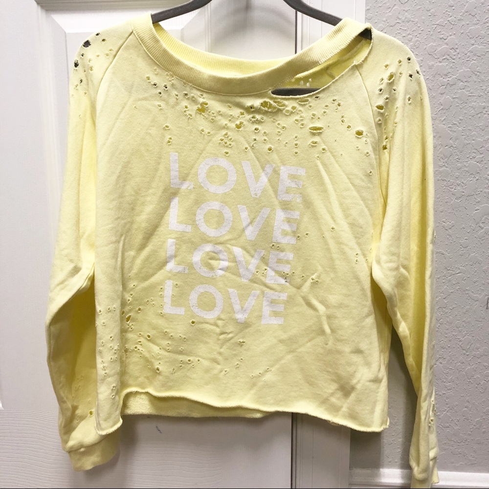 NWT GENERATION LOVE CROPPED DISTRESSED SWEATSHIRT